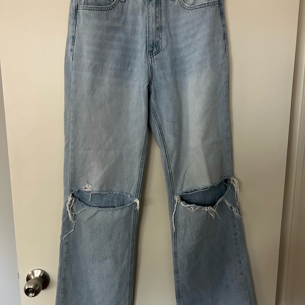 High Rise Light Blue Distressed Jeans